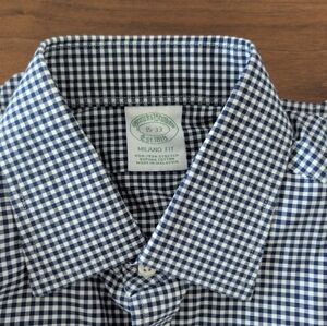 Brooks Brothers Navy Gingham Button Down Shirt